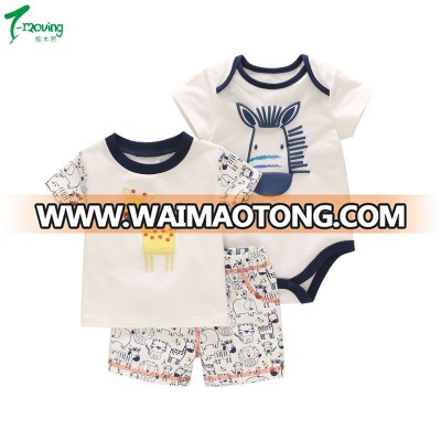 Nowborn deer T-shirt 3 piece jumpsuit infant short sleeve rompers children's suit