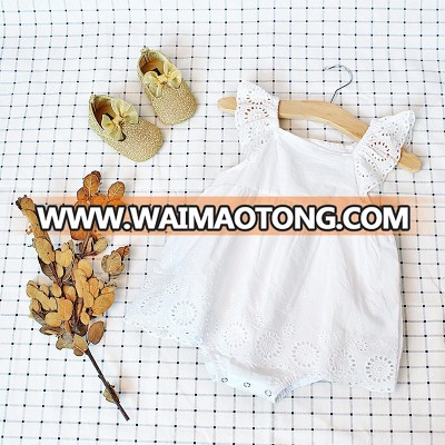 Baby girls boutique clothing cotton jumpsuit ruffle white shirt newborn rompers clothes gift set