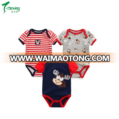 2018 Newborn Baby bodysuits Boys Clothing Short Sleeves O-Neck Cute Striped Baby Rompers Clothes